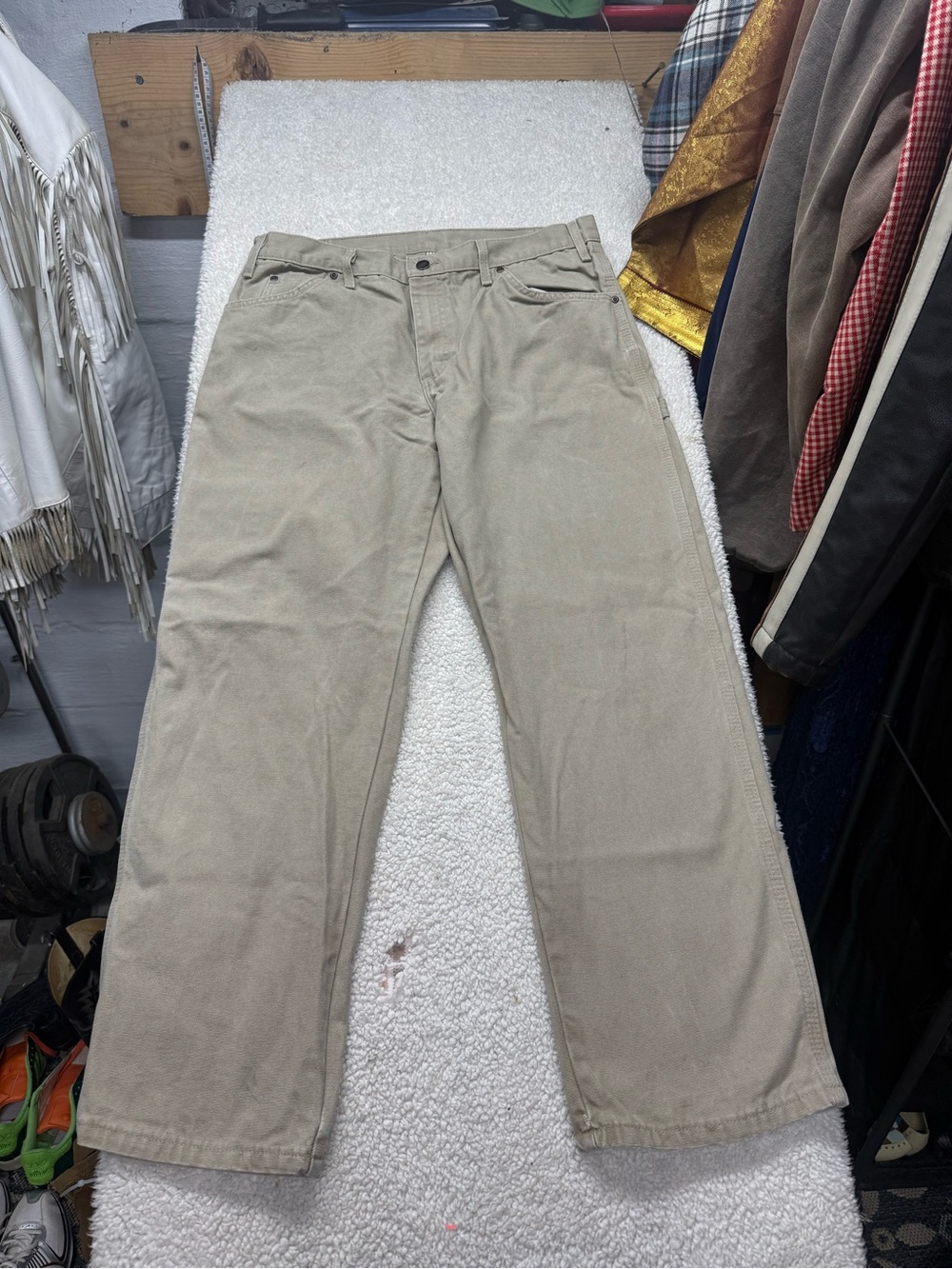 Dickies duck canvas style Men's Casual Straight-Leg Pants Light Khaki size 34x30